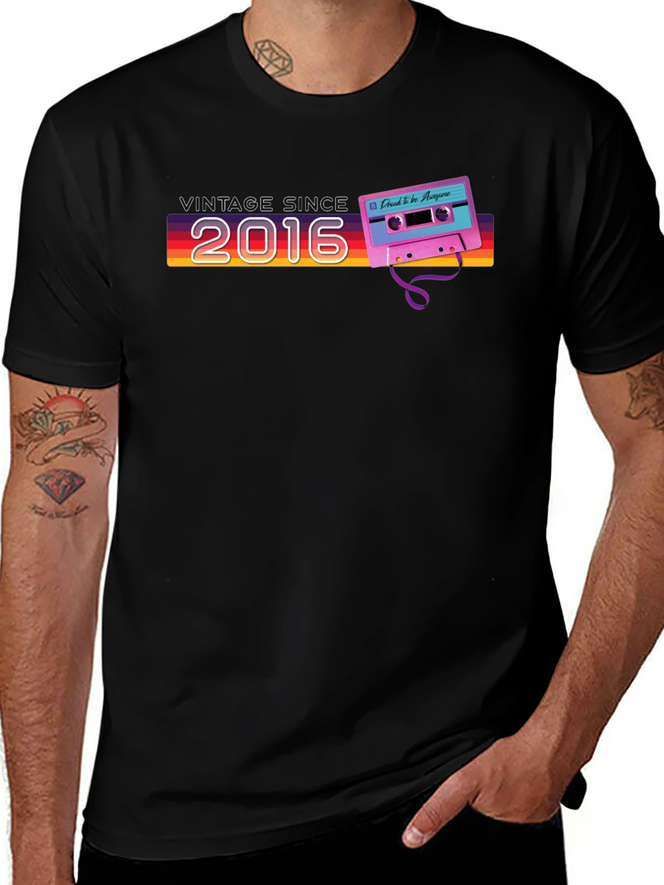 Vintage Since 2016 Cassette Tape Graphic T-Shirt