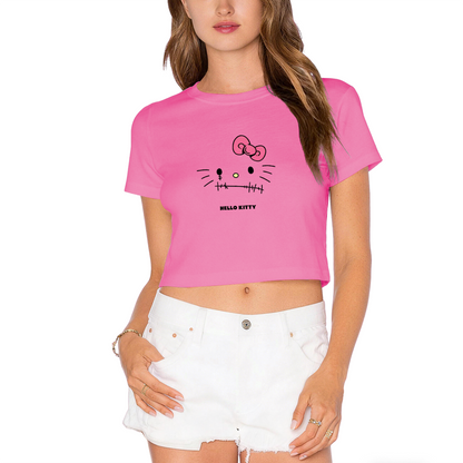 Spooky Stitch?Style Hello Kitty Pink Cropped Tee