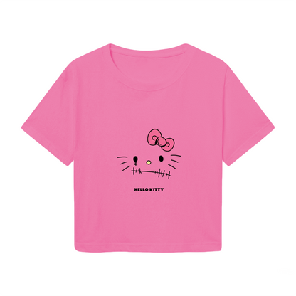 Spooky Stitch?Style Hello Kitty Pink Cropped Tee