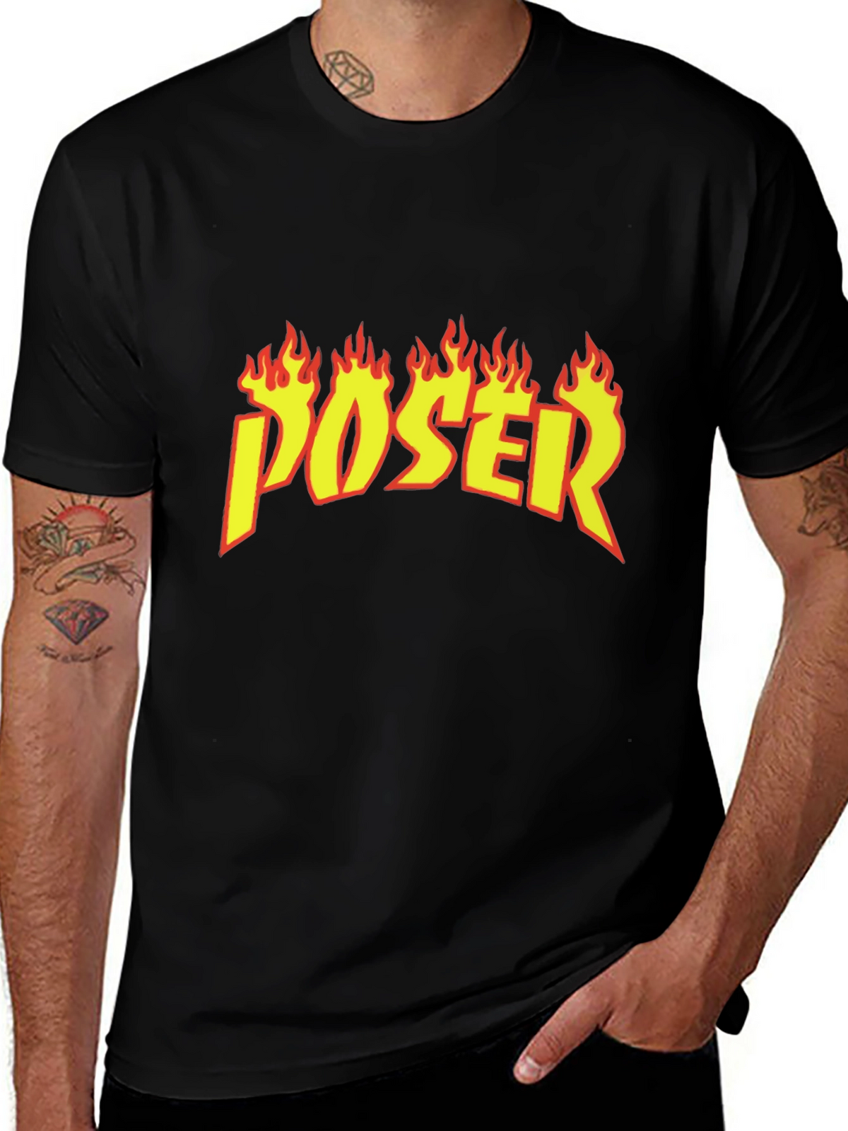 Poser Flame Graphic Black T-Shirt