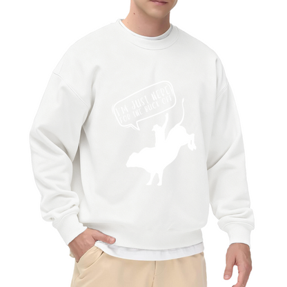I'm Just Here For The Buck Off Rodeo Bull Rider Crewneck Sweatshirt | Funny Western Cowboy Pullover, Bull Riding Gift