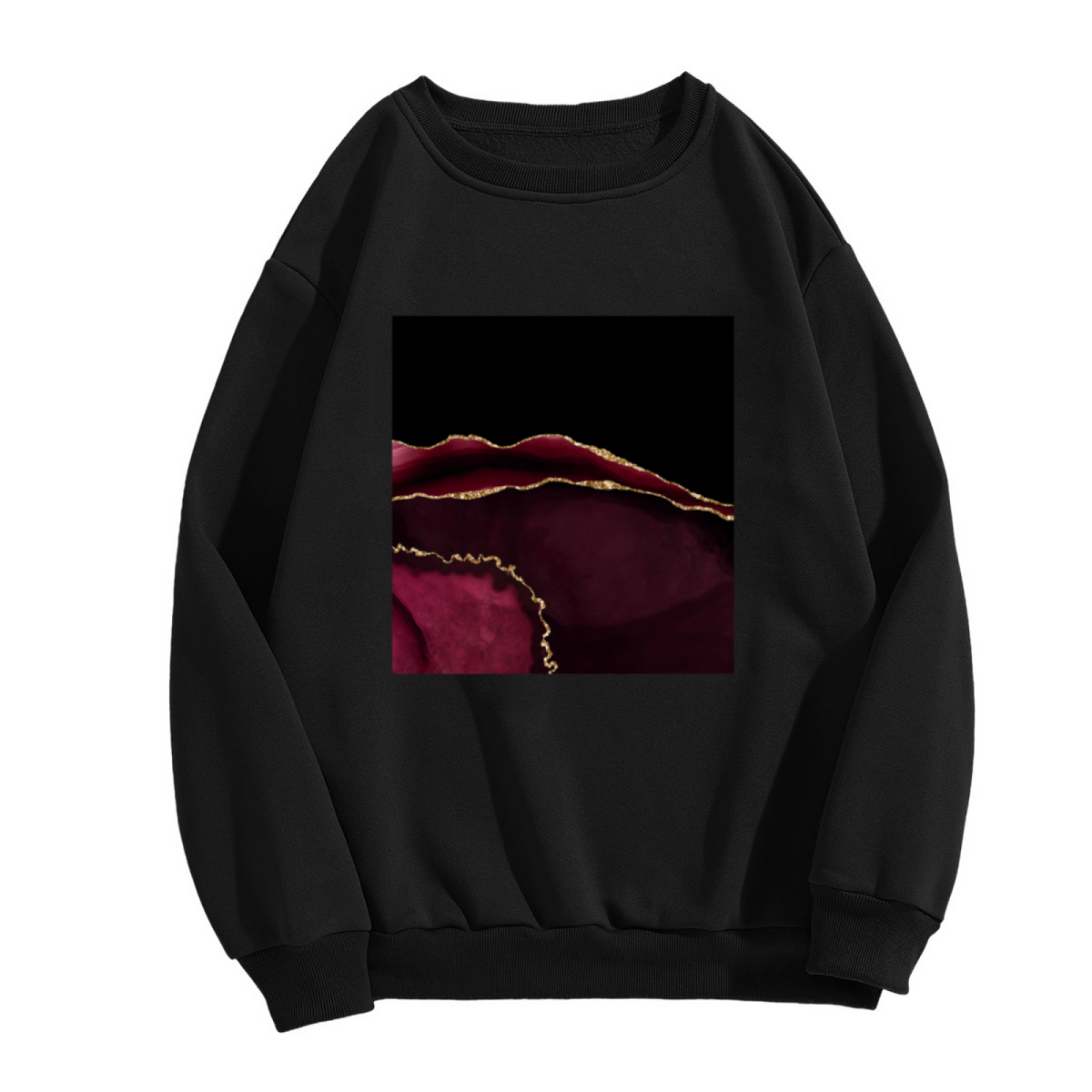Gold Rose Petals Crewneck Sweatshirt - Elegant Dark Floral Art Pullover, Luxury Rose Graphic, Romantic Aesthetic Top