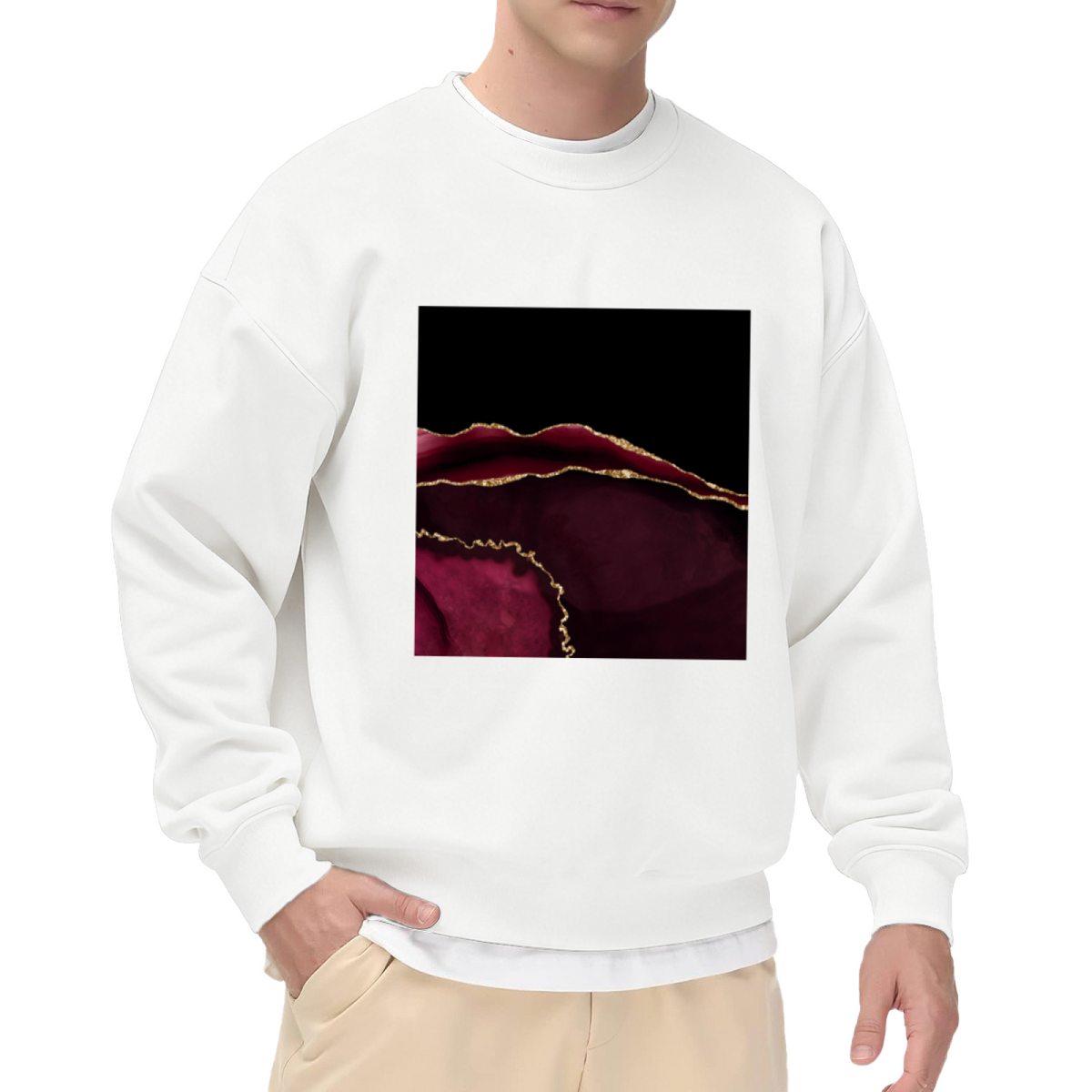 Gold Rose Petals Crewneck Sweatshirt - Elegant Dark Floral Art Pullover, Luxury Rose Graphic, Romantic Aesthetic Top