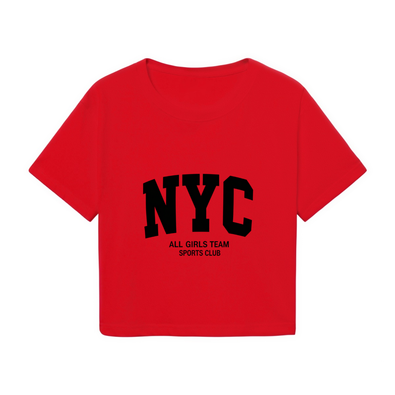 NYC All Girls Sports Club Retro Varsity Red Crop Tee