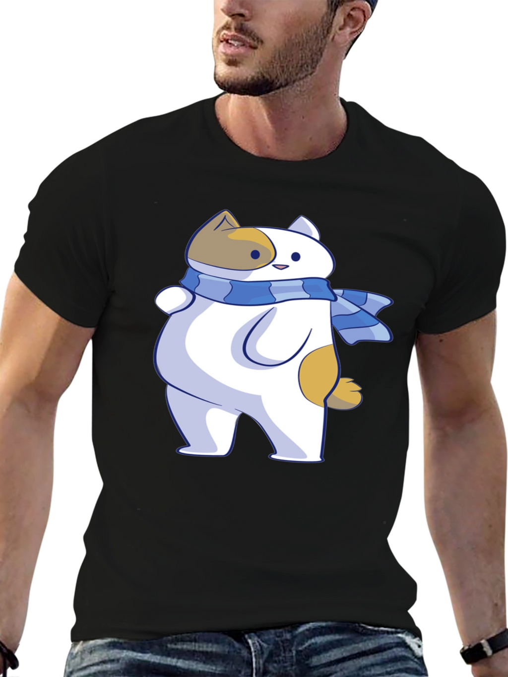 Cartoon Cat T-Shirt - Unisex Black Tee