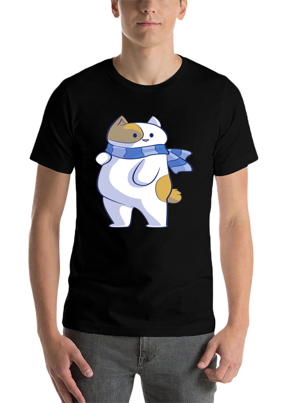 Cartoon Cat T-Shirt - Unisex Black Tee
