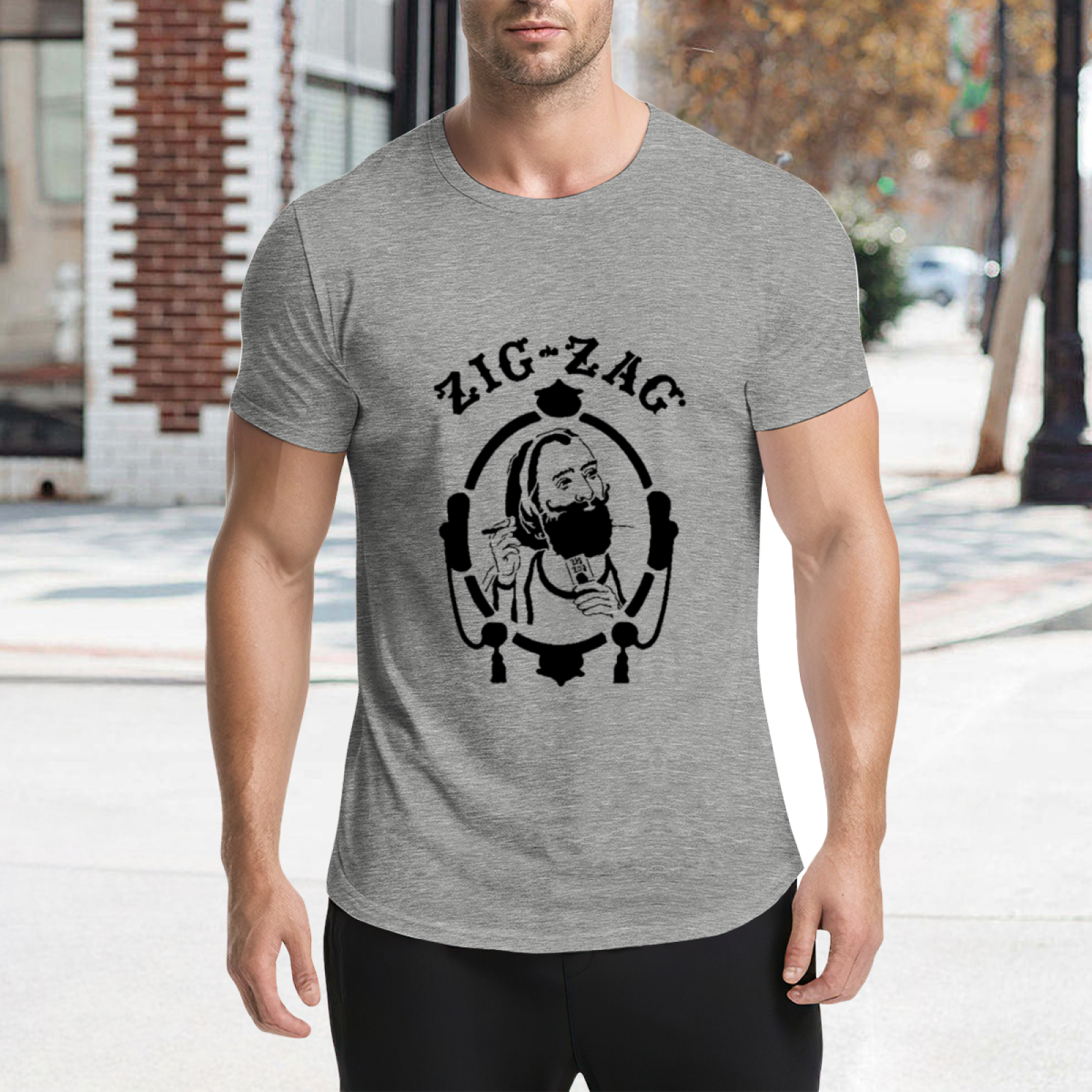 Zig-Zag Rolling Papers Classic Vintage Portrait Grey Tee