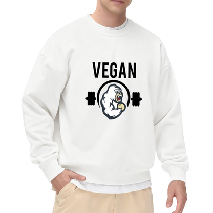Vegan Gorilla Barbell Fitness Crewneck Sweatshirt | Plant-Based Strength Mascot Pullover, Vegan Gym Gift