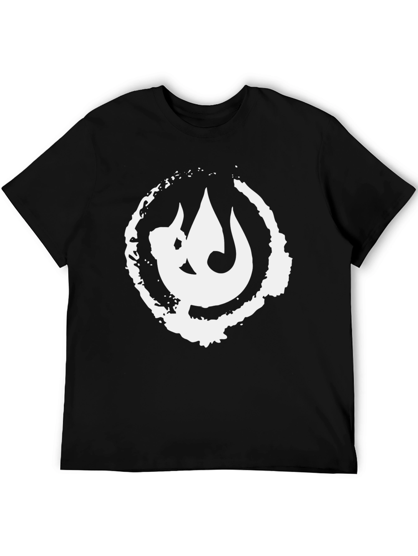 Black T-Shirt with White Graphic Print