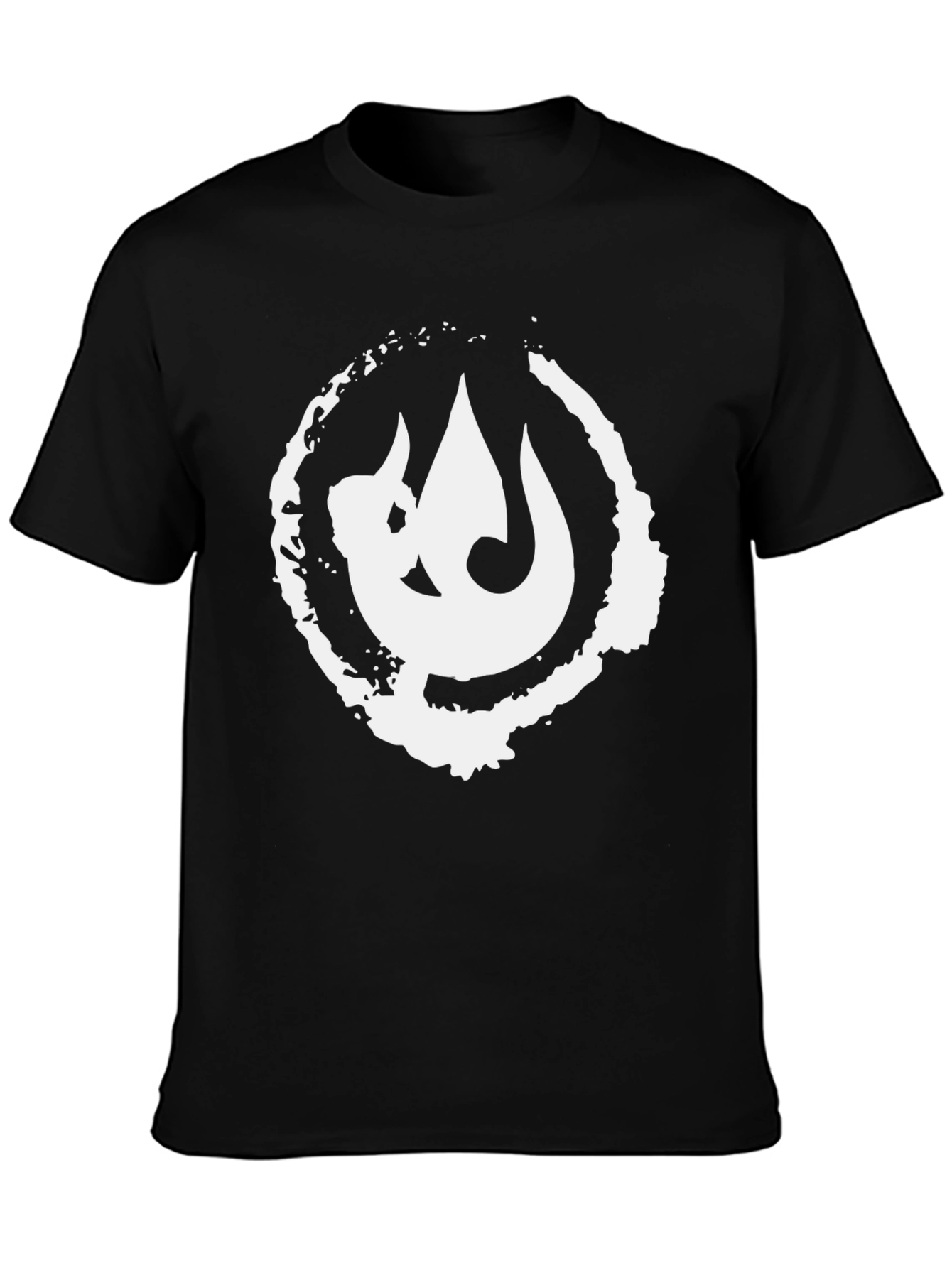 Black T-Shirt with White Graphic Print
