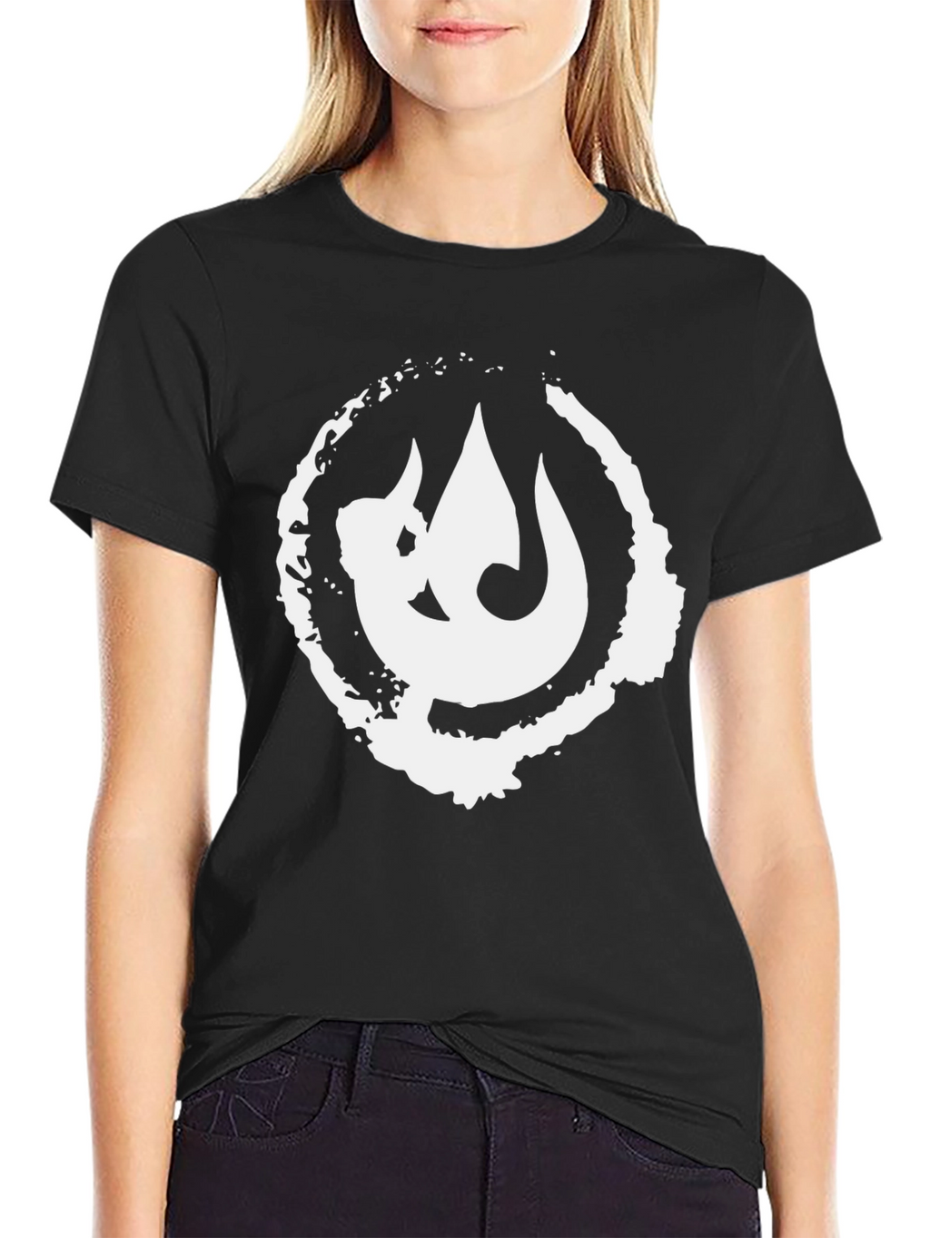 Black T-Shirt with White Graphic Print
