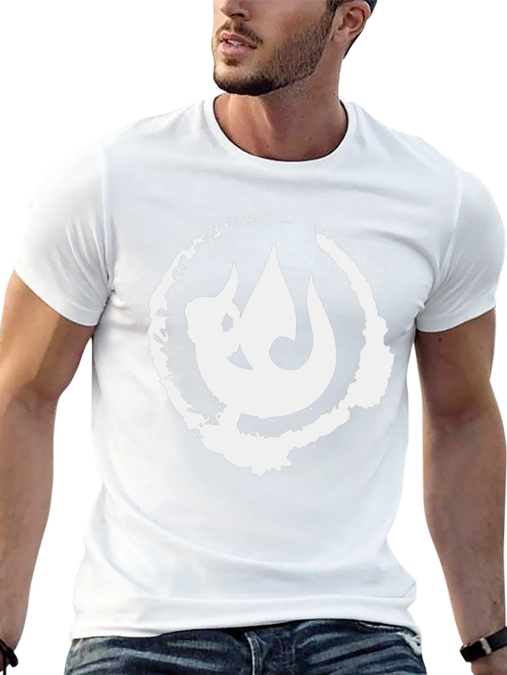 Black T-Shirt with White Graphic Print