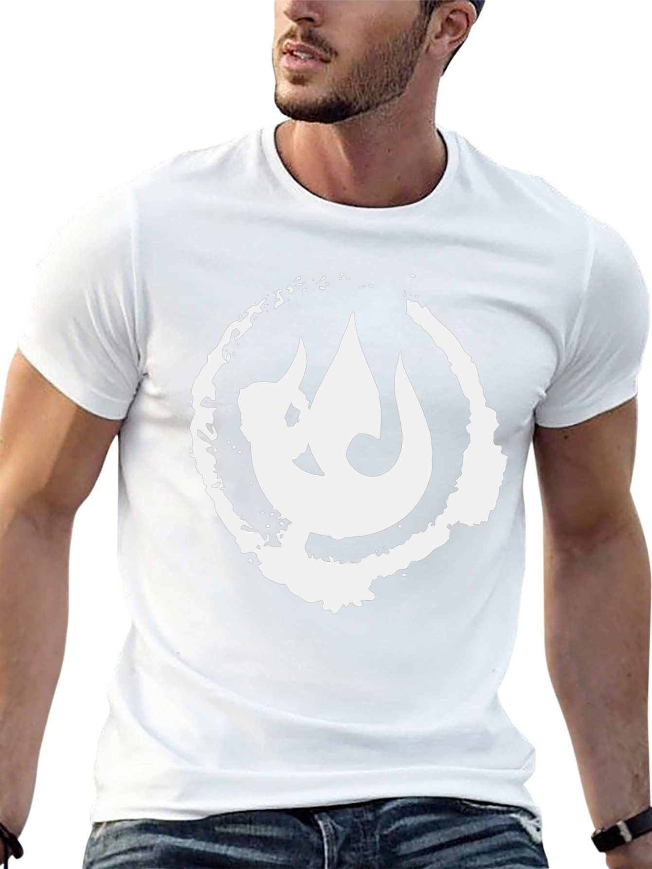 Black T-Shirt with White Graphic Print