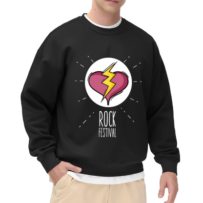 Rock Festival Broken Heart Crewneck Sweatshirt - Concert Music Graphic Pullover, Band Merch Style, Rocker Gift Top
