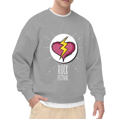 Rock Festival Broken Heart Crewneck Sweatshirt - Concert Music Graphic Pullover, Band Merch Style, Rocker Gift Top