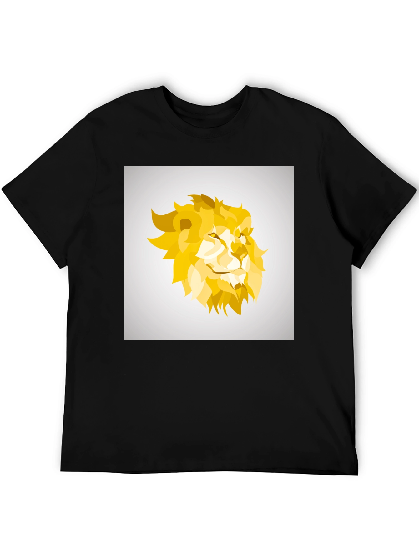 Geometric Lion Graphic Tee - Black