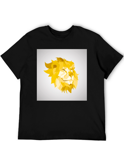 Geometric Lion Graphic Tee - Black