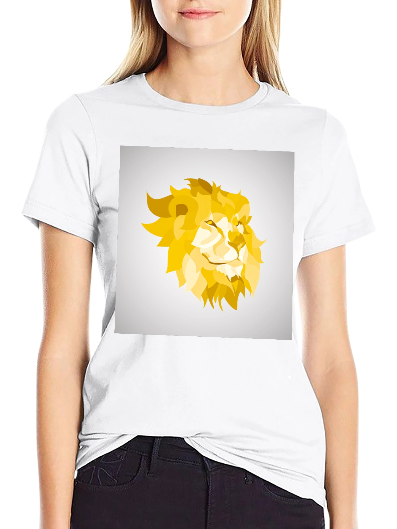 Geometric Lion Graphic Tee - Black