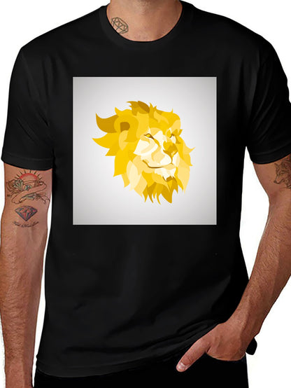 Geometric Lion Graphic Tee - Black