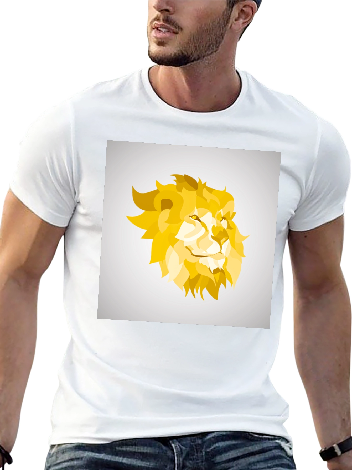 Geometric Lion Graphic Tee - Black