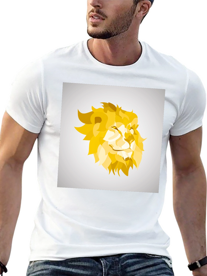 Geometric Lion Graphic Tee - Black