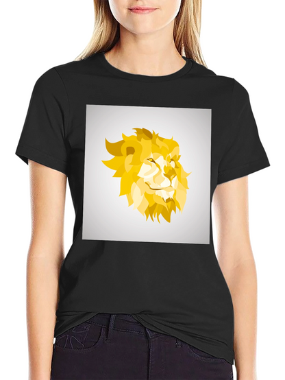 Geometric Lion Graphic Tee - Black