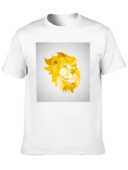Geometric Lion Graphic Tee - Black