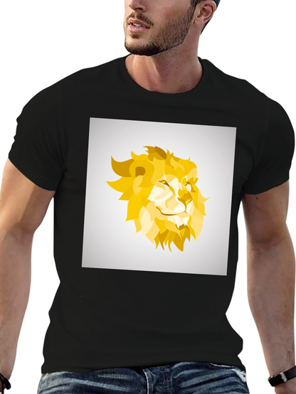 Geometric Lion Graphic Tee - Black
