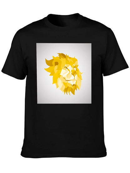 Geometric Lion Graphic Tee - Black