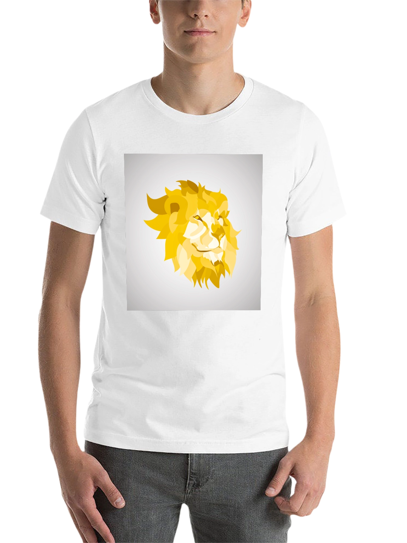 Geometric Lion Graphic Tee - Black