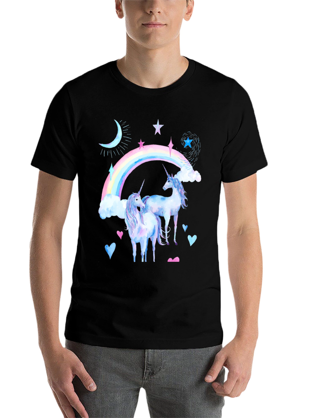 Unicorn Rainbow Black T-Shirt