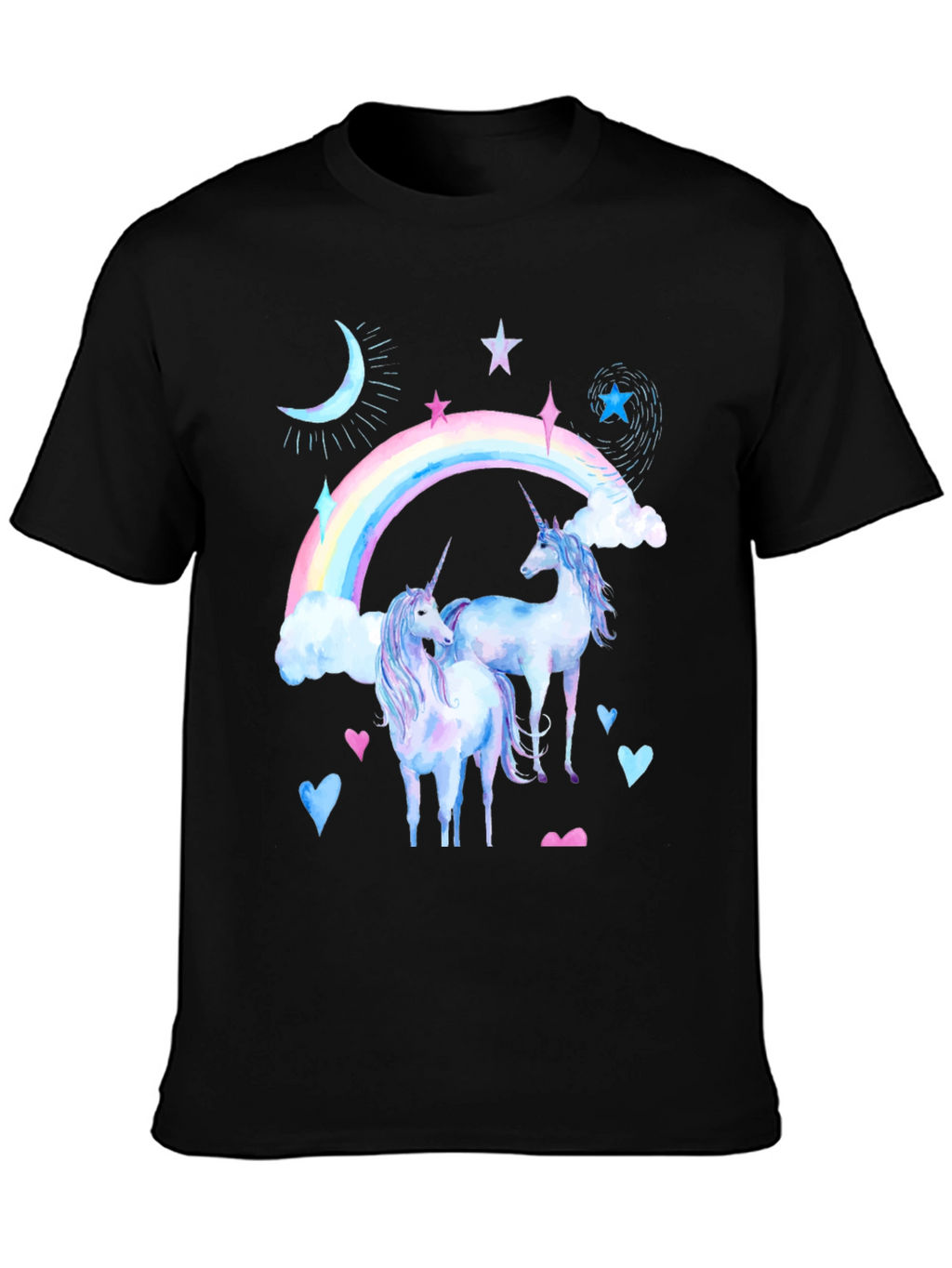 Unicorn Rainbow Black T-Shirt