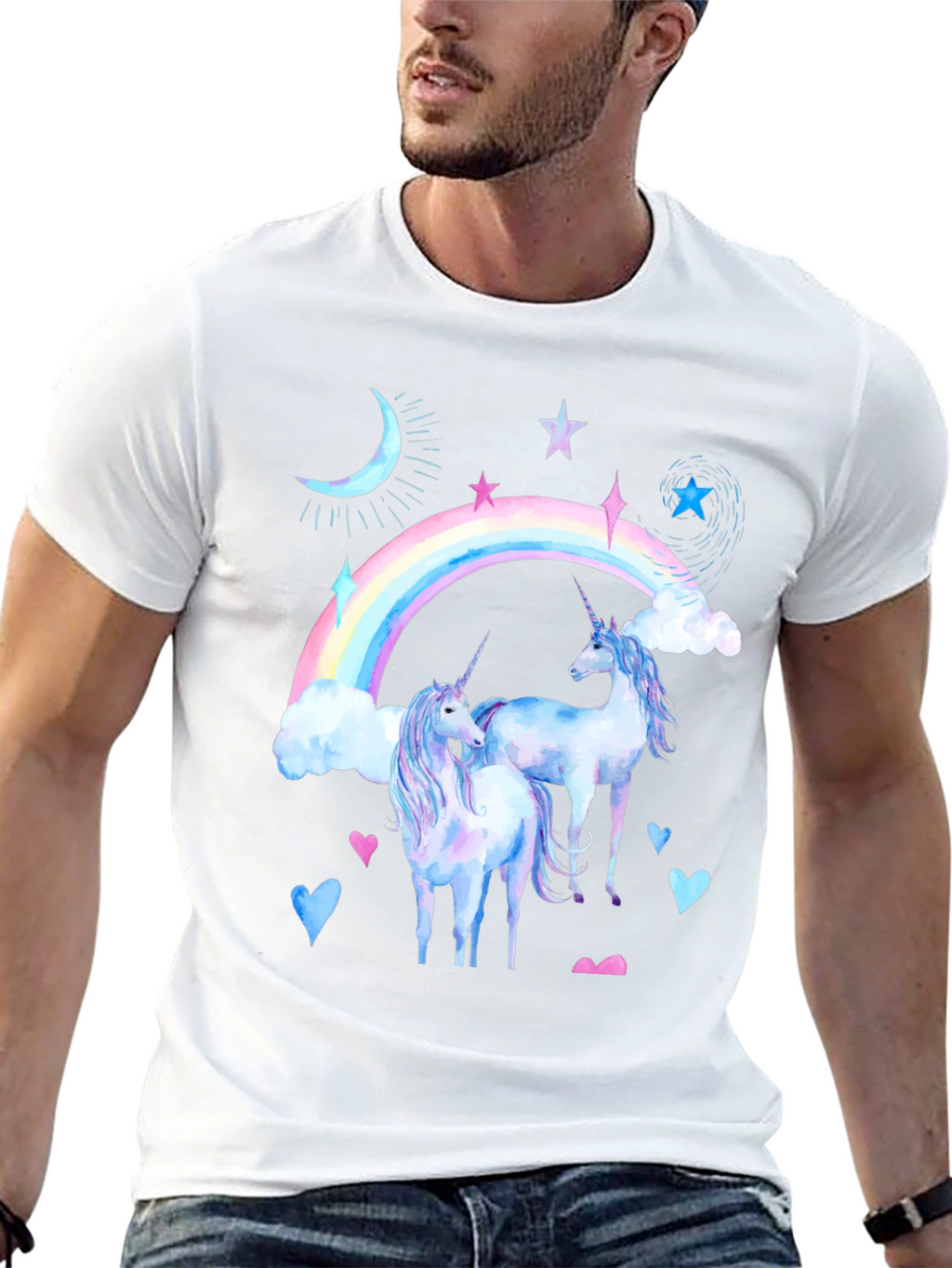 Unicorn Rainbow Black T-Shirt