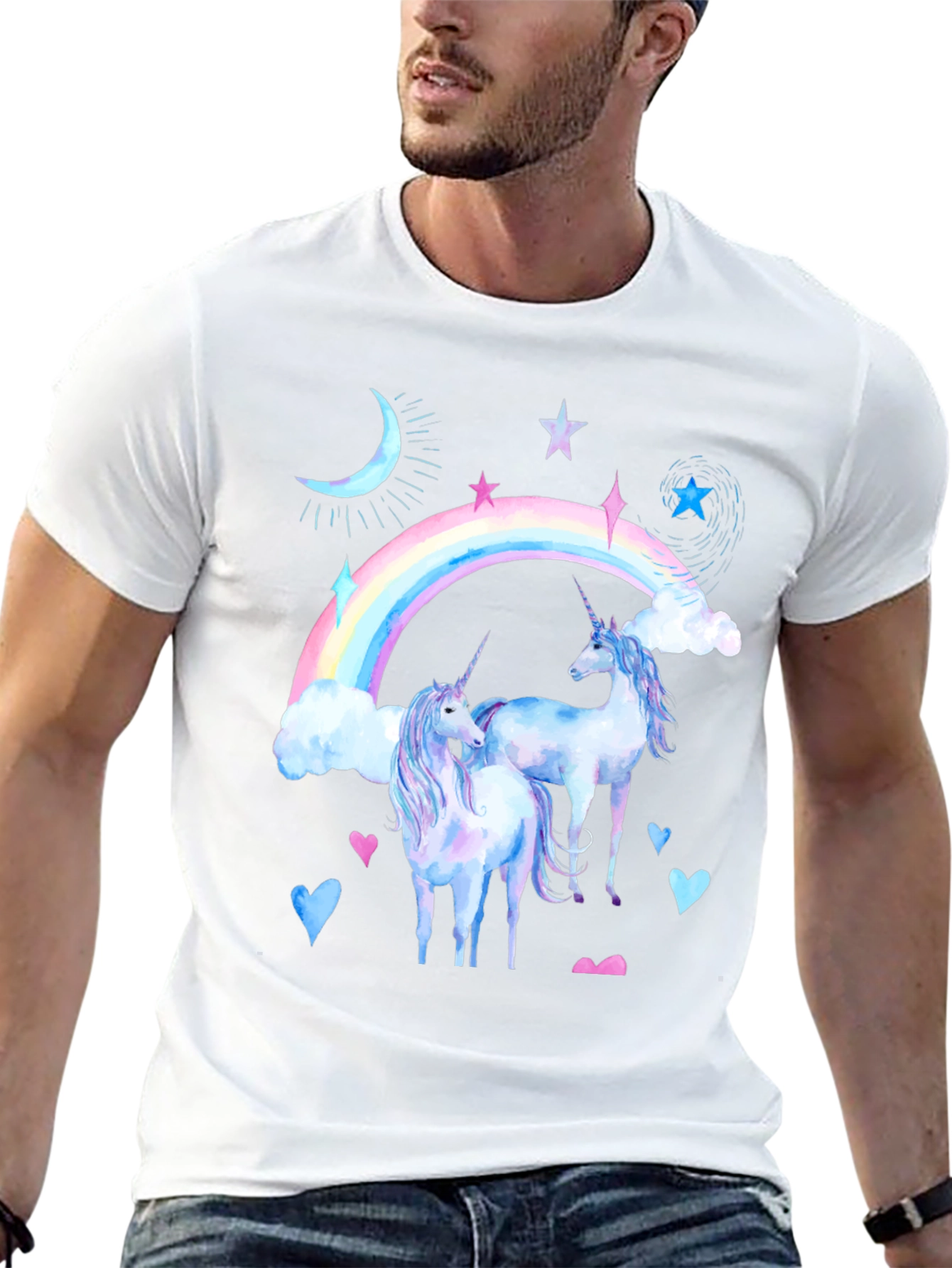 Unicorn Rainbow Black T-Shirt