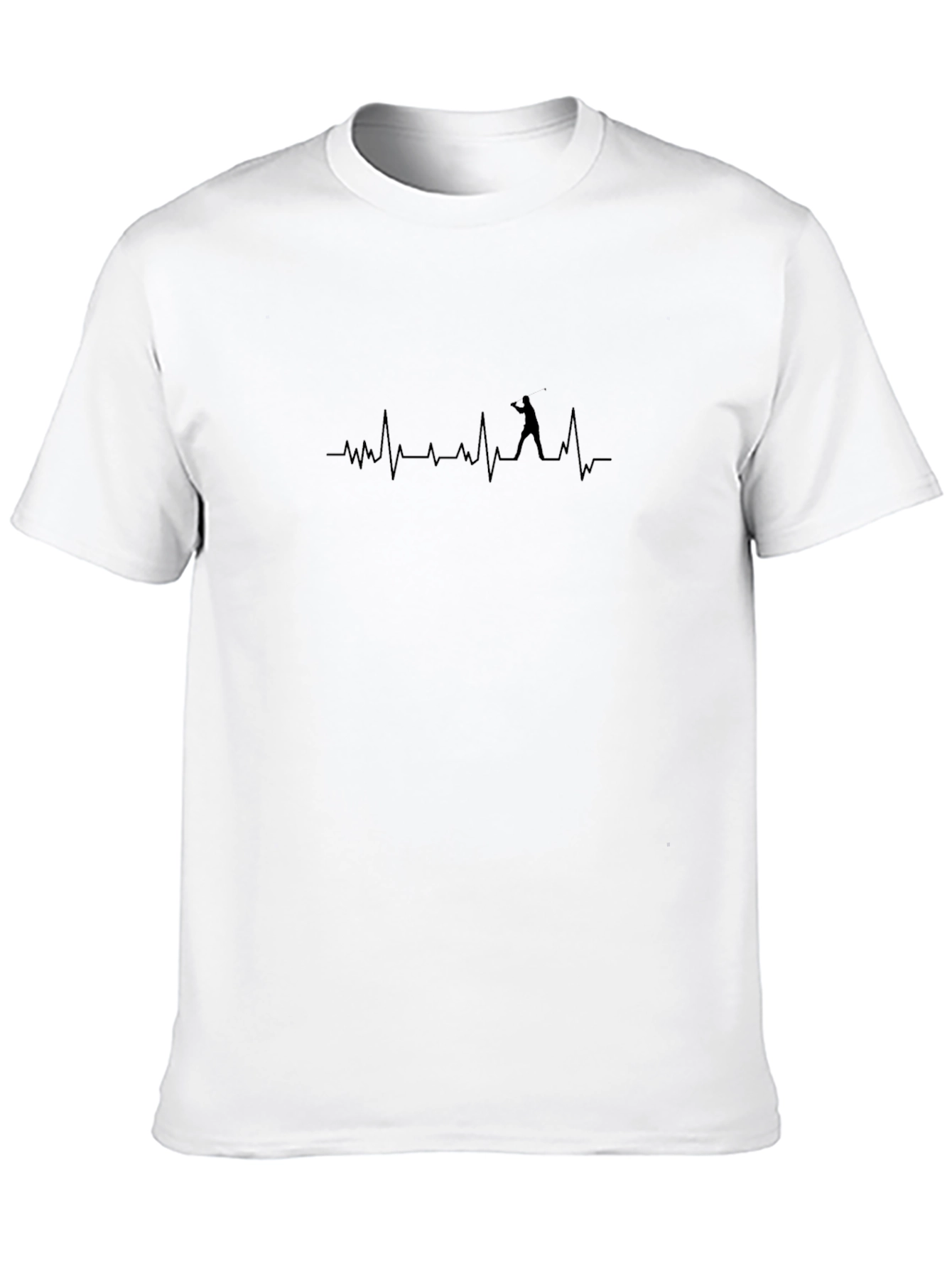 Black T-Shirt with Golf Heartbeat Design