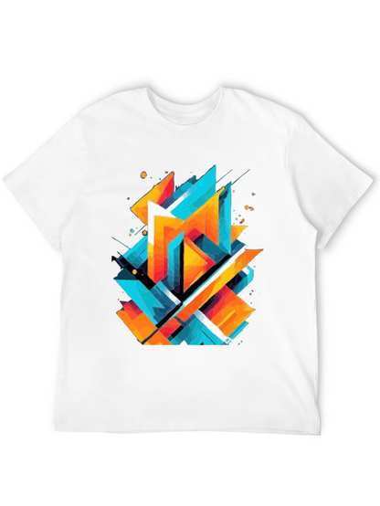 Abstract Geometric Graphic Print Black T-Shirt