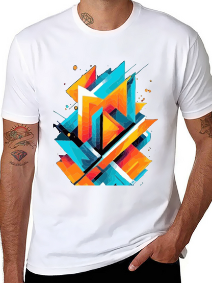 Abstract Geometric Graphic Print Black T-Shirt