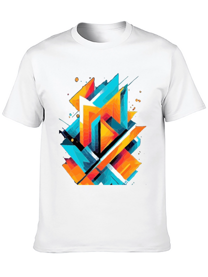 Abstract Geometric Graphic Print Black T-Shirt