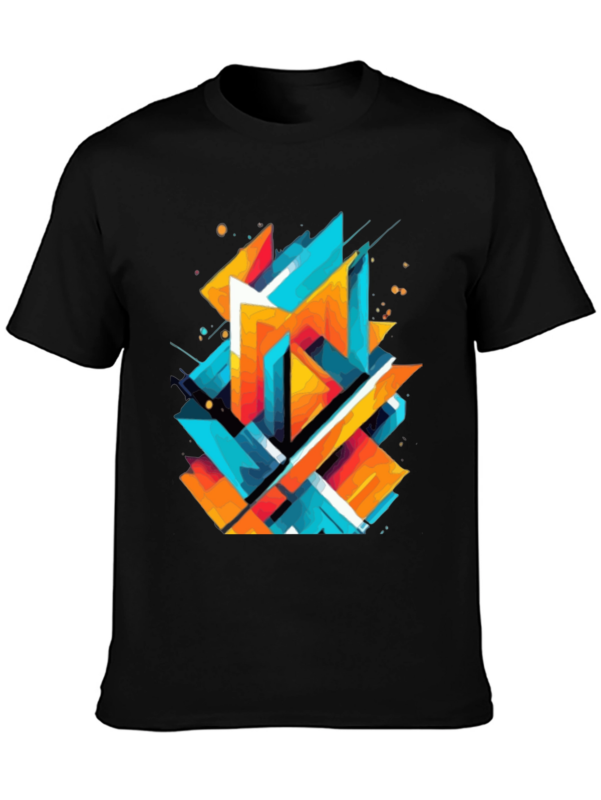 Abstract Geometric Graphic Print Black T-Shirt