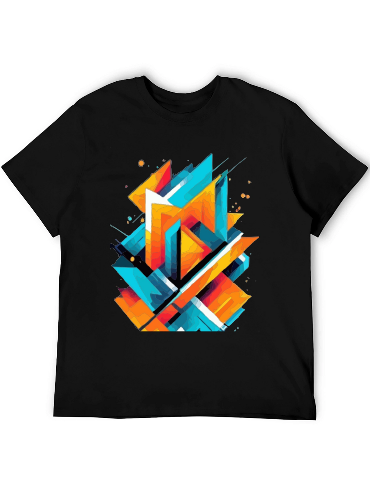 Abstract Geometric Graphic Print Black T-Shirt