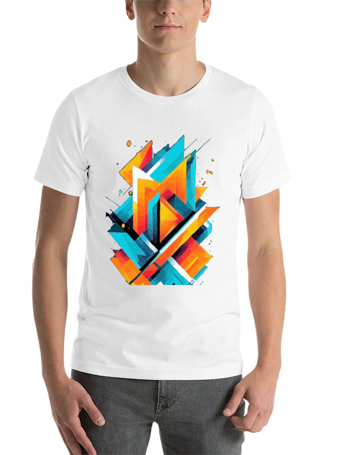 Abstract Geometric Graphic Print Black T-Shirt