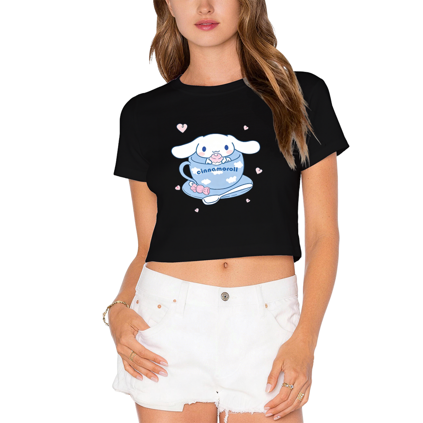 Fitness Lifting Pochacco Pink Crop Top Funny Sanrio Character Cropped Tee