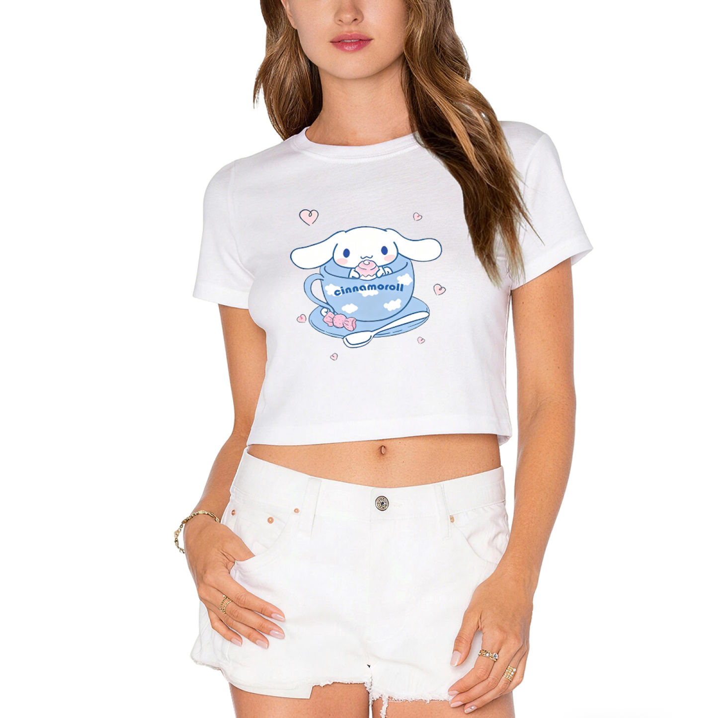 Fitness Lifting Pochacco Pink Crop Top Funny Sanrio Character Cropped Tee