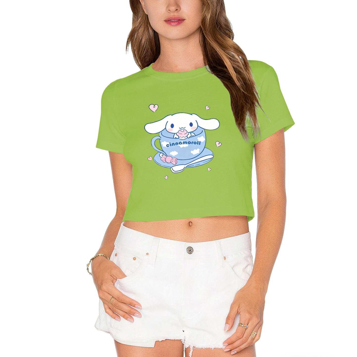 Fitness Lifting Pochacco Pink Crop Top Funny Sanrio Character Cropped Tee