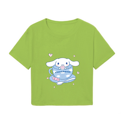 Fitness Lifting Pochacco Pink Crop Top Funny Sanrio Character Cropped Tee