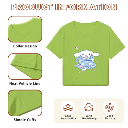 Fitness Lifting Pochacco Pink Crop Top Funny Sanrio Character Cropped Tee