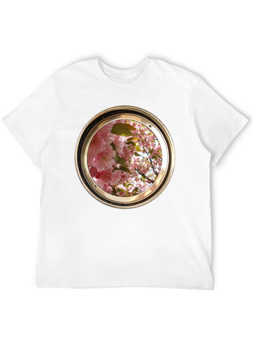 Floral Porthole Graphic Tee - Unique Design