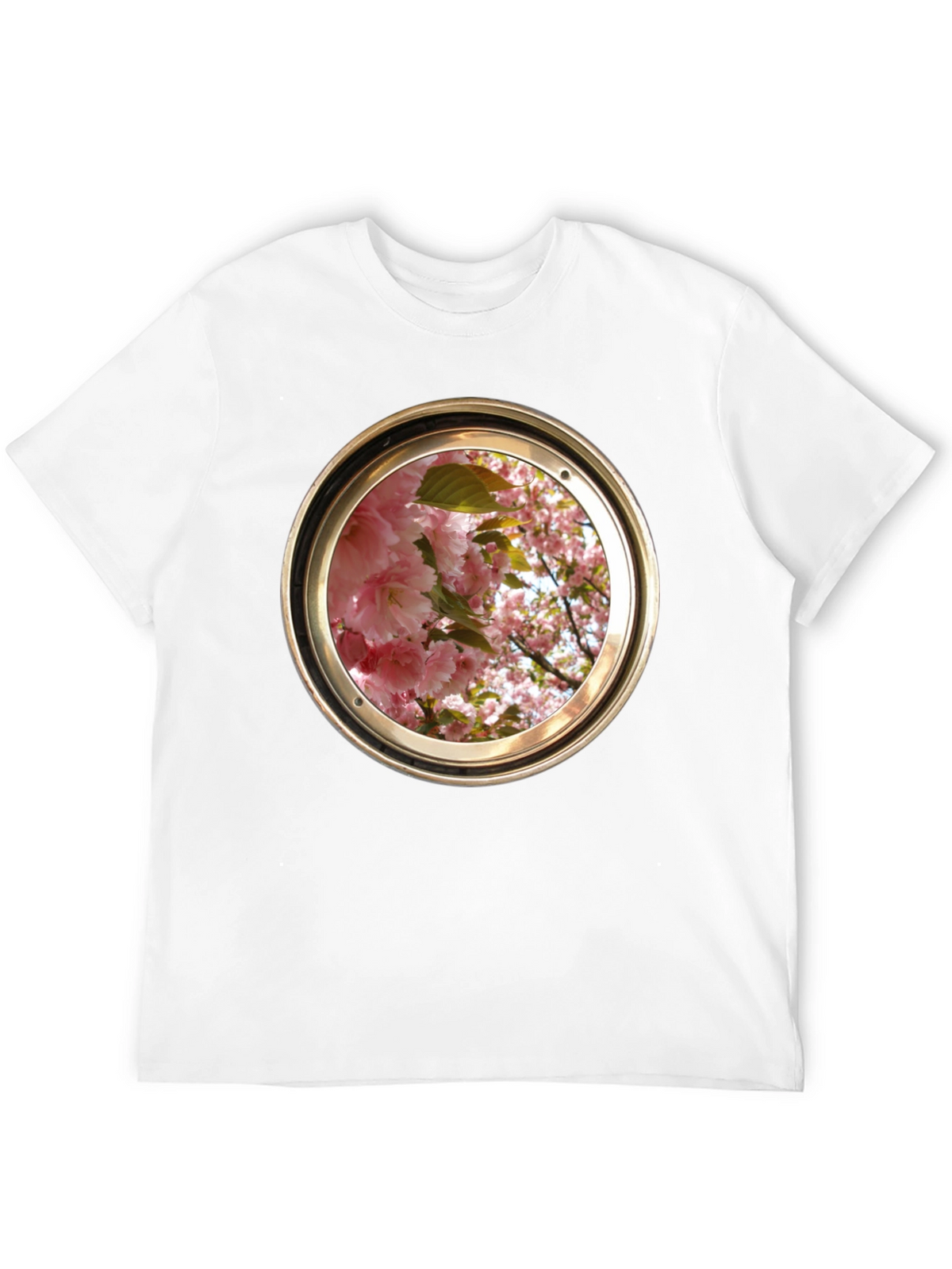 Floral Porthole Graphic Tee - Unique Design