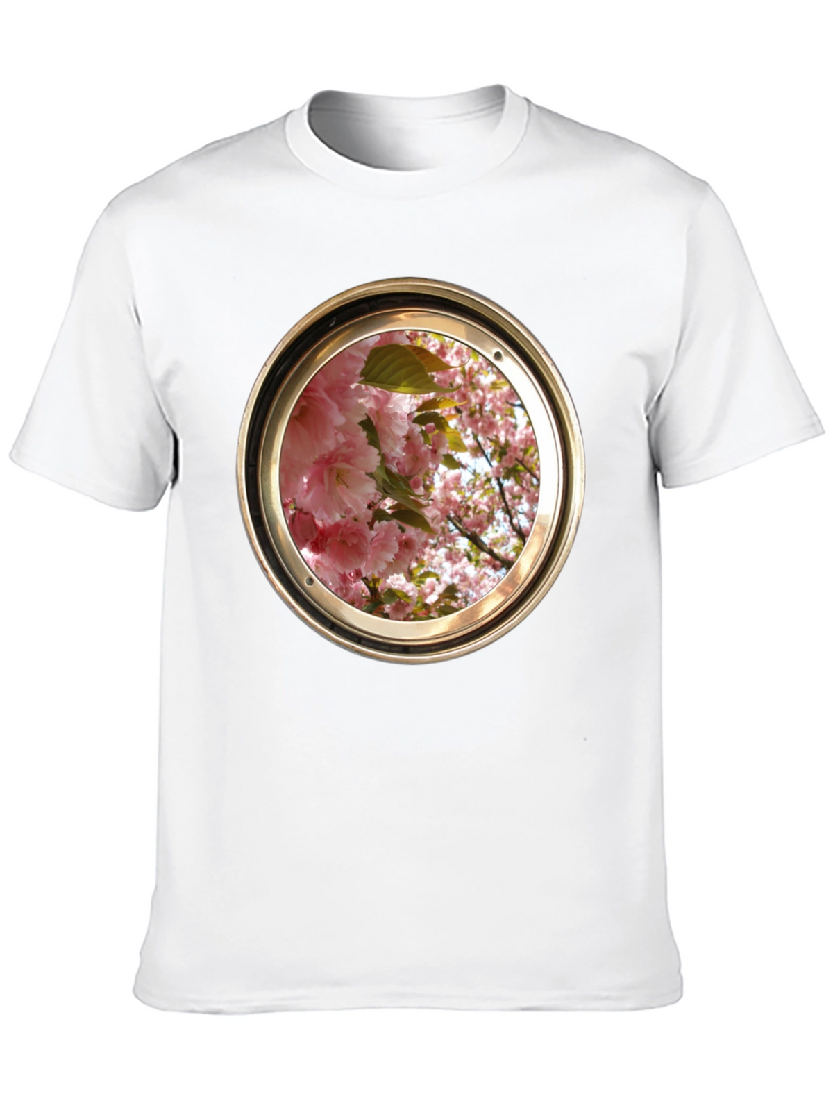 Floral Porthole Graphic Tee - Unique Design