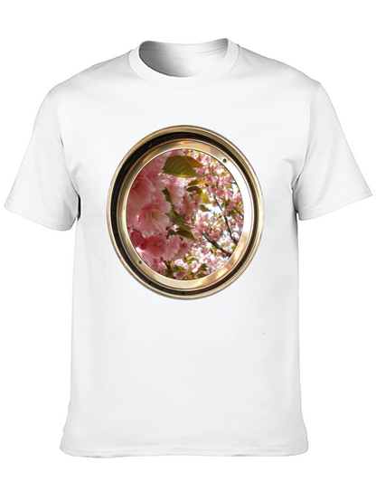 Floral Porthole Graphic Tee - Unique Design